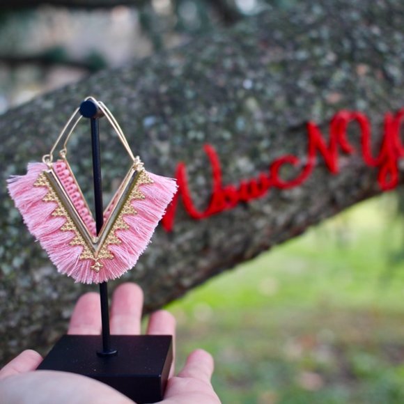 Anthropologie Fringe Tassels Hoop Earrings - Picture 11 of 14